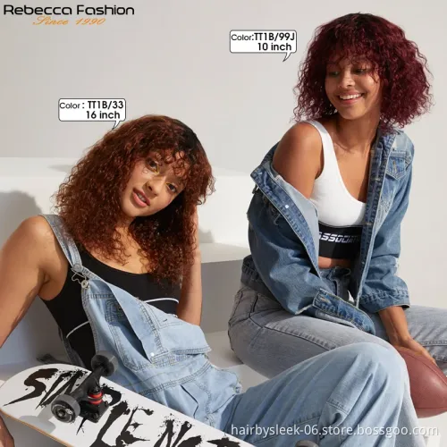 13 inches classic brown Rebecca  fashion brand wholesale price  kinky curly braids synthetic hair headband wig for balck woman
